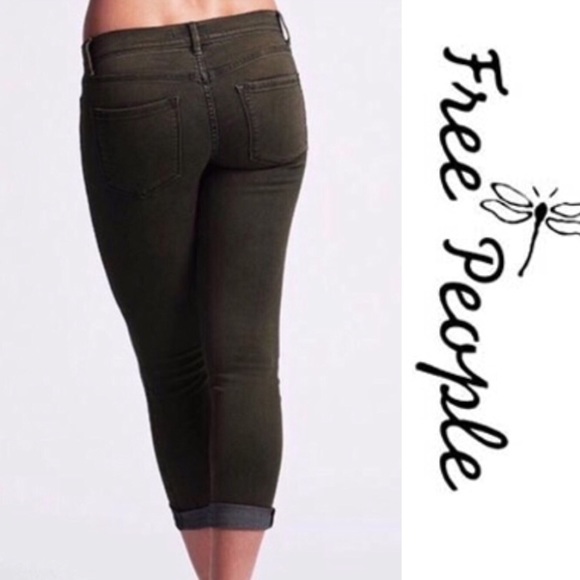 Free People Denim - Free People Olive Rolled Ankle Jeans